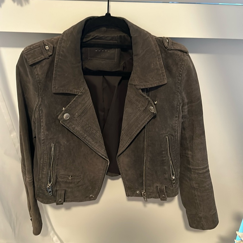 Too shoo suede grey jacket in size s